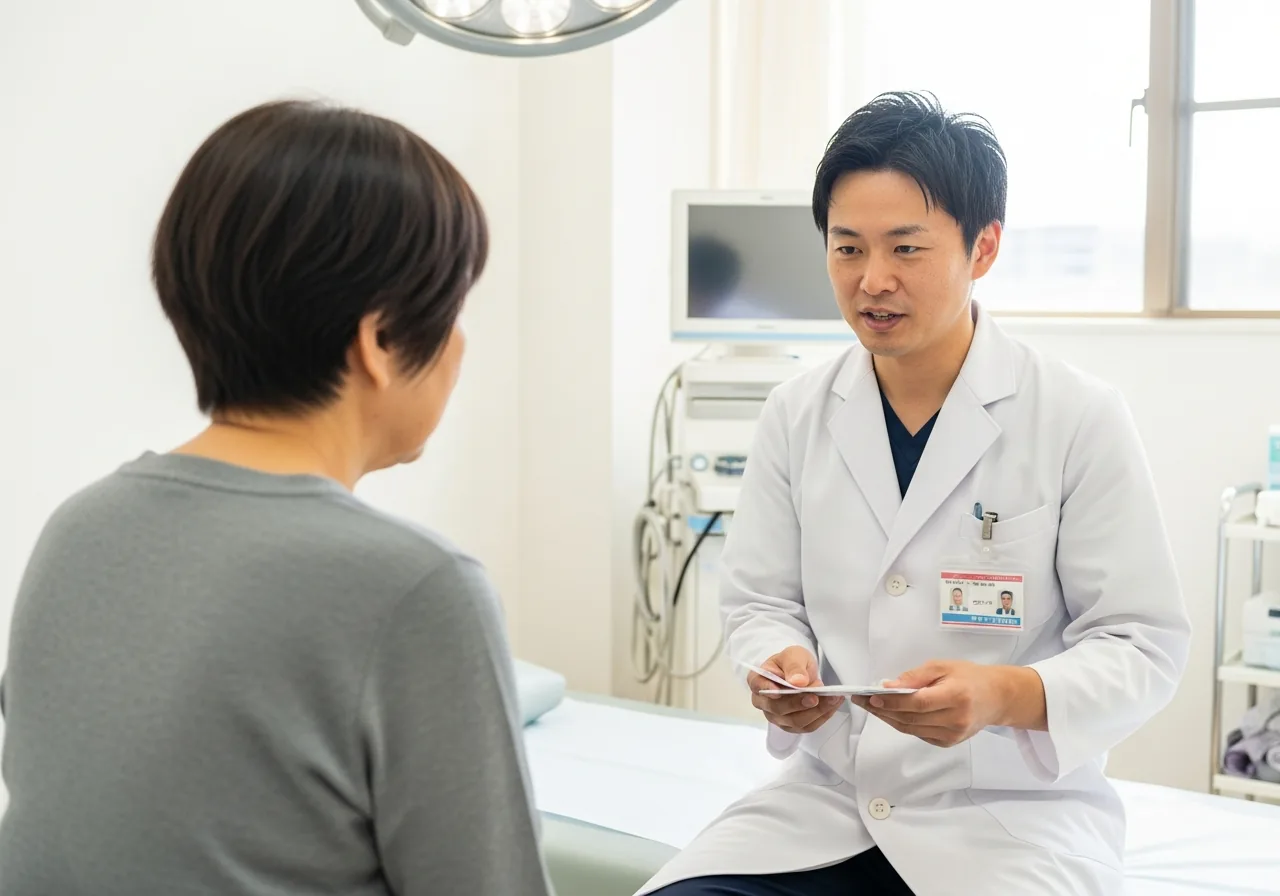 医師が患者に検査結果を示しながら説明している診察の様子（イメージ）